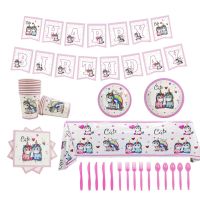 【LZ】 Rainbow Unicorn Decoration Birthday Party Kids Unicorn Theme Disposable Tableware Set Baby Shower Girl Birthday Party Supplies