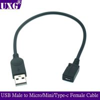 Type-c USB-C usb3.1 Mini Micro USB B Type 5pin Female to USB 2.0 Male Connector Charging data Extension Cable 25cm