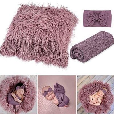 Headband Newborn Baby Swaddle Blanket Set High Quality Beautiful Pink Baby Wrap Swaddle Blanket Portable Baby Bed