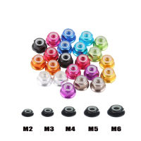 10Pcs M2/M3/M4/M5/M6 Aluminum Flanged Nylon Insert Anti-Loose Nut Self-Locking Hex Locknut Slip Lock Nut Blue Red Gold Black etc