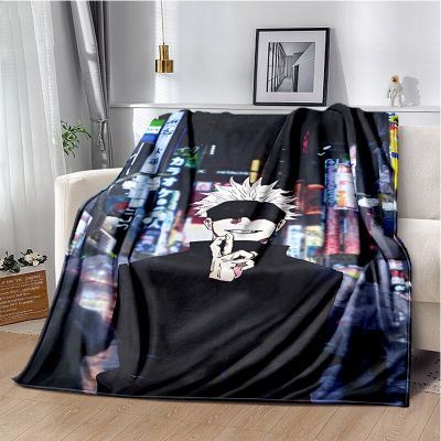 （in stock）Super soft blanket with anime jujutsu Kaisen pattern. Super soft blanket with Yuji, Megumi, Obara, and Satoru Gojo for bed travel.（Can send pictures for customization）