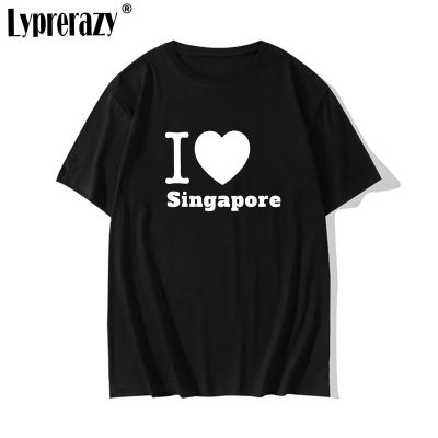 Lyprerazy Mens T Shirt I Love Singapore Printed Funny Loose T-Shirt European/US Size S-2XL