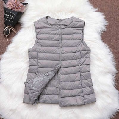 ✽▧ jiozpdn055186 Colete ultra leve de pato feminino casaco fino sem mangas jaqueta gola V ou O 90 branco
