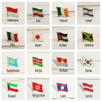 hot【DT】 Flag Metal Lapel Pin Badge All the Indonesia Iran Ireland Israel Jamaica Kazakhstan