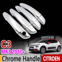 สำหรับ Citroen C3 2017 2018หรูหราโครเมี่ยมจับปกตัดชุด C3 MK3อุปกรณ์เสริมในรถยนต์สติ๊กเกอร์รถจัดแต่งทรงผม