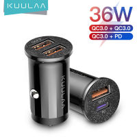 【ส่วนลดสูงพิเศษ】Kuulaa 48W วัตต์แบบ Dual USB ค่าเร็ว 4.0 QC PD ชาร์จไฟในรถได้อย่างรวดเร็วอะแดปเตอร์ USB สำหรับ iPhone ซัมซุง Xiaomi หัวเว่ย Redmi asd