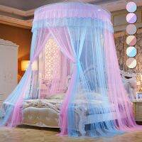 【LZ】♂❈  Bed Canopy Double Colors Hung  Mosquito Net Princess Bed Tent Curtain Foldable Canopy On The Bed Elegant Fairy Lace Dossels D30