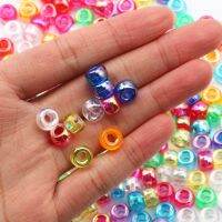 【LZ】 100pcs 6x9mm Rodada Dreadlock Acrílico Beads Big Hole Spacer Cabelo Beads para Fazer Jóias DIY Pulseira Colar Artesanato Needlework