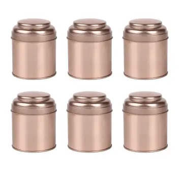 6Pcs Tea Tins Canister with Airtight Double Lids,Mini Tin Can Box