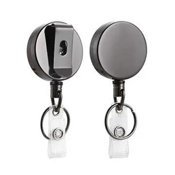 2 Pack ID Badge Holder With Clip Badge Reels Retractable Heavy Duty Clear  Id Card Holder Retractable Vertical Lanyard Id Holder with Carabiner Badge