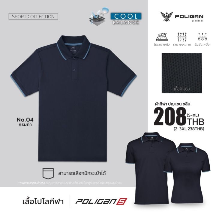 เสื้อโปโลกีฬา-poligans-กรมท่า-ขลิบฟ้า-polo-shirt-poliganultimate