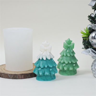 Silicone Candle Mold With Bowtie Design Epoxy Resin Craft Molds Wax Ornament Mold Silicone Scented Candle Mold Bowtie Christmas Tree Candle Mold