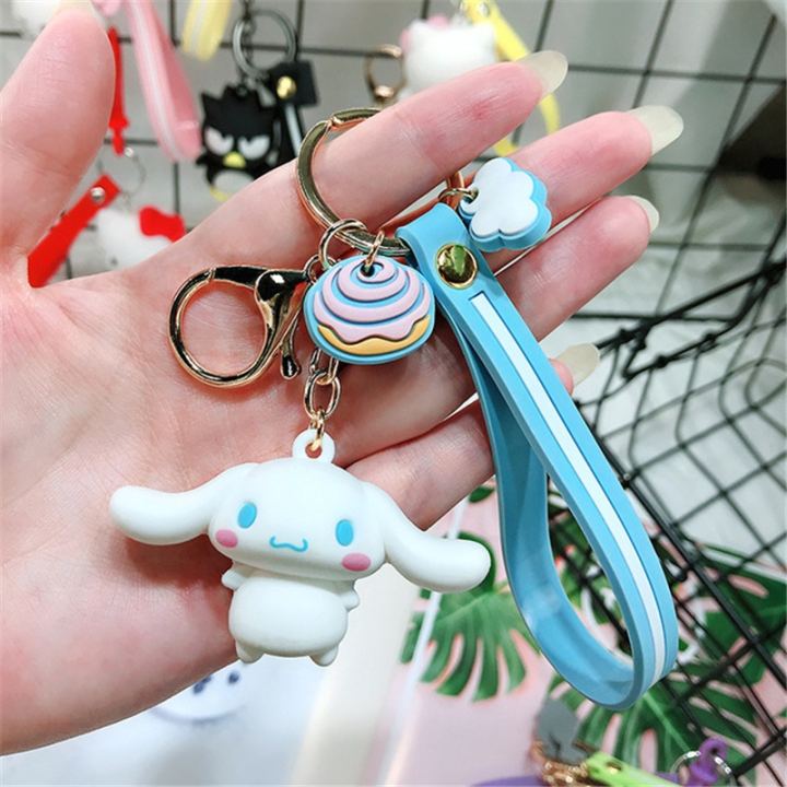 พวงกุญแจ-sanrio-kitty-melody-keroppi-badtz-pom-purin-cinnamoroll-kuromi-แหวนโซ่กุญแจสำหรับตกแต่งกระเป๋าสุภาพสตรีจี้เล็กๆน้อยๆ
