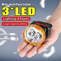 【lz】♙卍✉  Farol recarregável USB poderoso lanterna principal portátil bateria embutida camping pesca novo mini 3 LED