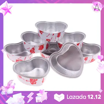 Heart Shaped Cake Pans Valentine Aluminum Mini Cake Pans with Lids for  Baking 3.4 Ounces Disposable Cupcake Cup Pan Baking Pans 