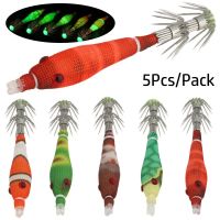 【DT】hot！ 5Pcs/Pack Shrimp Fishing Bait Fluorescent Lures Squid Jig Hooks Accessories Tackles