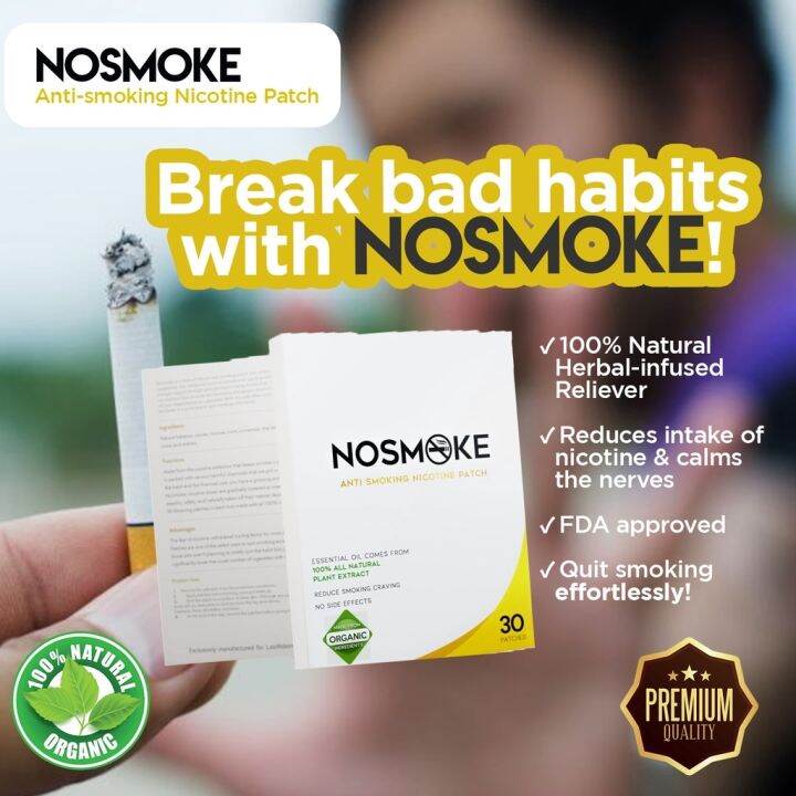 100 Authentic No Smoke Patch Anti Smoking Nicotine NoSmoke (1box30
