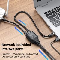 Network RJ45 Splitter Cat5e Adapter Cable 1 to 2 RJ45 Expansion Network Connector LAN Ethernet (2 ports work in the same time) Cables