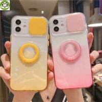 【Great. Cell phone case】 กล้องเลื่อนป้องกันแหวนยึดเคสใสสำหรับ IPhone 13 Pro Max 12 11 X XR XS 7Plus 8plus ฝาครอบโทรศัพท์ TPU แบบน่ม