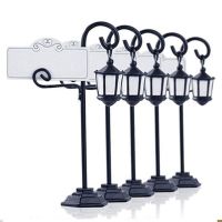 5 PCS Streetlight Shape Wedding Party Reception Place Card Holder Number Name Table Menu Picture Photo Clip Card Holder Stand wi