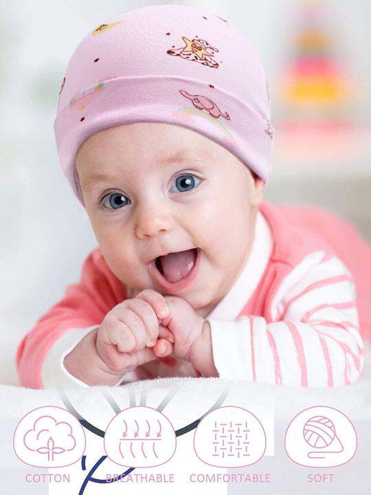 Cotton caps and scratchfree mittens for newborns aged 03 months