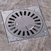 15x15cm SUS 304 Stainless Steel Square Shower Floor Drain with Removable Strainer  by Hs2023