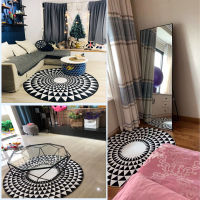 โล๊ะล้างสต๊อค!! พรมวงกลม พรมกลม ขนสั้น 120CM&amp;160CM Triangular Geometry pattern circle carpet Geometric round rug tapestry trippy triangle pattern rug