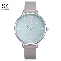 Shengke Watches Women Fashion Watch 2020 New Elegant Dress Leather Strap Ultra Slim Wrist Watch Montre Femme Reloj Mujer