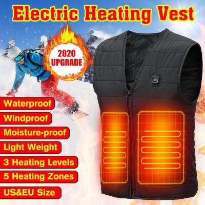 Men autumn Outdoor USB 5 places Infrared Heating Vest Jacket Winter Flexible Electric Thermal Clothing Waistcoat Fishing Hiking