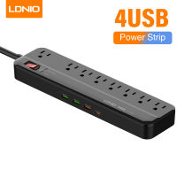 LDNIO 2เมตรรางปลั๊กไฟพร้อม2 USB 8เต้าเสียบ QC 3.0ปลั๊กไฟแบบพกพา Semart รางปลั๊กไฟสหรัฐเสียบ SU8440