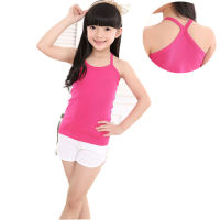 【LF】Girls Camisole Cotton Kids Vest Solid Color Singlet Undershirt Children Sleeveless Garment 100-160cm for Summer