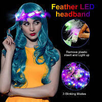 【คลังสินค้าพร้อม】Zir Mall LED ดอกไม้ Feather พวงหรีด Headbands Neon Angel Halo คริสต์มาสกระพริบงานแต่งงานวันเกิดของขวัญ Club Bar Decor สำหรับผู้หญิง