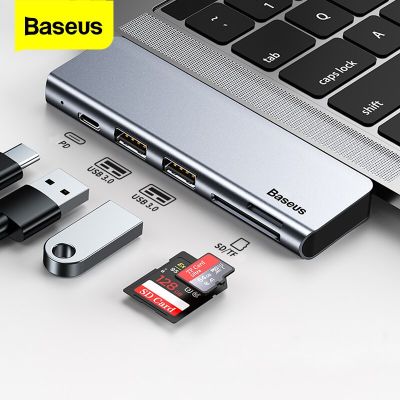 Baseus USB C ฮับ Type C ไปยังหลายพอร์ต USB 3.0ตัวแยกสัญญาณฮับ TYPE-C สำหรับแมคบุ๊กโปรแอร์ PD 60W ชาร์จเร็ว USBC HAB อะแดปเตอร์
