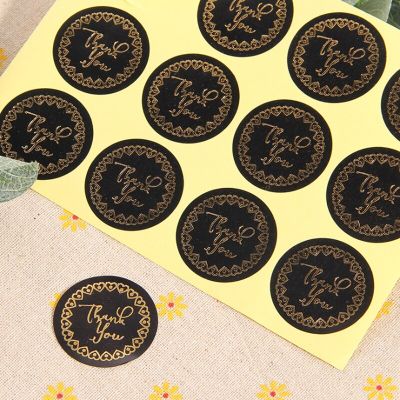 1200pcs/Lot Lovely Round Gold Love Ring Black Thank You Packaging Seals Sticker Labels for Envelope Wedding Birthday Gifts Stickers Labels