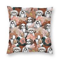 xzx180305   สุนัข Shih Tzu ดอกไม้ลายปลอกหมอนอิง45X45ซม.หน้าแรกตกแต่ง3D พิมพ์สัตว์เลี้ยงสัตว์โยนหมอนสำหรับห้องนั่งเล่น double Side