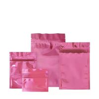 1000 Pcs Pink Small Glossy Foil Ziplock Food Packing Bag  Zipper Aluminum Foil Heat Seal Packaging Pouches Food Storage Dispensers