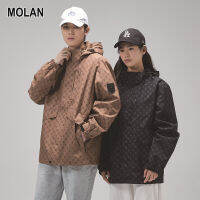 MOLAN แจ็คเก็ตกันลมในเมืองใหม่ชุดว่ายปีนเขามีสไตล์กันลมเสื้อโค๊ตแนวสปอร์ตหลวมไฟกระโปรงหรูหรา