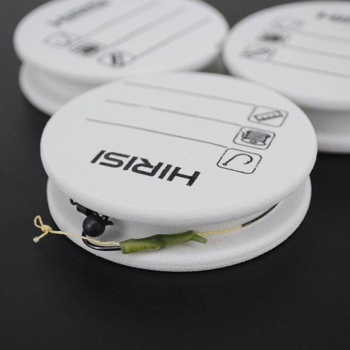 hirisi-10pcs-eva-โฟม-spools-ปลาคาร์พตกปลา-rig-winders-ผู้นำลวด-board-winding-line-board-hook-rig-เก็บ-pesca