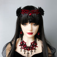 Gothic ดอกไม้ Headpiece ฮาโลวีน Headbands Vampire คอสเพลย์ Headdress คลิปผม Masquerade คอสเพลย์ Headbands สำหรับสตรีและหญิง