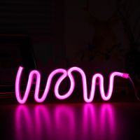 WOW Neon Sign Beautiful Neon Lights Wall Decor LED Neon Night Light Battery/USB Powered Neon Light Sign for Party Bar Bedroom Ceiling Lights