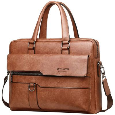 Mens Laptop Messenger Shoulder Bag Leather Briefcase Handbag Large Crossbody Bag