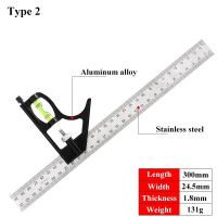 ชุดไม้ฉากสี่เหลี่ยม3 In 1สามารถปรับได้หลายแบบ300/600มม. ชุดกดสิววัดเครื่องมือวัดมุมไม้บรรทัดวัดมุมขวา