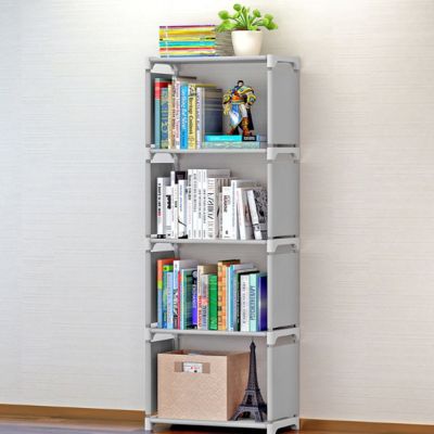 Non-woven Fabric Simple Bookshelf Stainless Steel Easy Moving Assembled Shelf Clothes Toys Rack Bookcase Home Decoration Holder