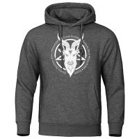 Banner With Horned Goat Head And Manuscript Men Streetwear Loose Hoodies Autumn Pocket Hoodie Fashion New Warm Menswear Size XS-4XL