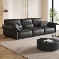 TATA HOME Leather sofa L shape โชฟาหนังแท้ Italian light luxury โซฟาหนังวัวแท้ modern minimalist living room Button cowhide sofa