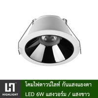 โคมไฟดาวน์ไลท์ ติดเพดานภายใน กันแสงแยงตา ปรับหน้าไม่ได้ LED 6W มีให้เลือก แสงวอร์ม/แสงขาว รุ่น HL-TH308-DA-6W-3000K/6500K