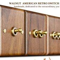 woode wall switch220V 10A vintage toggle wallpad switch wood panel 1/2/3/4Gang 2Way brass wrench Switch Retro Light Switch