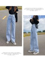 High waist wide-leg pants autumn jeans womens 2021 new spring and autumn womens straight loose and