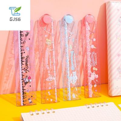 GJ56เครื่องเขียนพับได้ปรับไม้บรรทัดตรงได้หลากหลายหน้าที่ไม้บรรทัดวาดน่ารัก DIY ไม้บรรทัดคณิตศาสตร์สำนักงาน