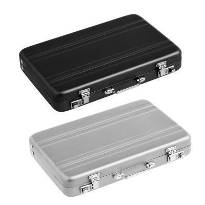 2Pcs Aluminum Password Box Card Case Mini Suitcase Password Briefcase - Silver &amp; Black